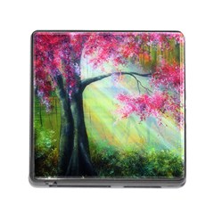 Forests Stunning Glimmer Paintings Sunlight Blooms Plants Love Seasons Traditional Art Flowers Sunsh Memory Card Reader (square) by Amaryn4rt