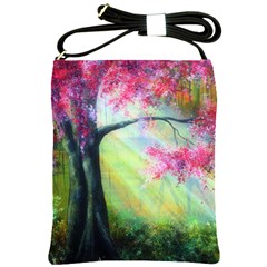 Forests Stunning Glimmer Paintings Sunlight Blooms Plants Love Seasons Traditional Art Flowers Sunsh Shoulder Sling Bags by Amaryn4rt