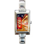 Telephone Box London Night Rectangle Italian Charm Watch Front