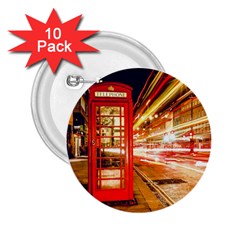 Telephone Box London Night 2.25  Buttons (10 pack) 