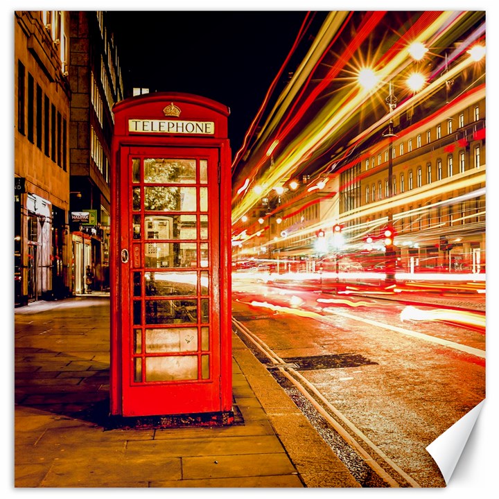 Telephone Box London Night Canvas 16  x 16  