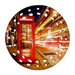 Telephone Box London Night Ornament (Round Filigree) Front