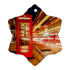 Telephone Box London Night Snowflake Ornament (Two Sides)