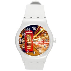 Telephone Box London Night Round Plastic Sport Watch (M)