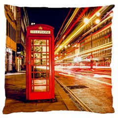 Telephone Box London Night Large Flano Cushion Case (One Side)