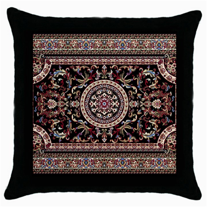 Vectorized Traditional Rug Style Of Traditional Patterns Throw Pillow Case (Black)