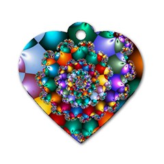 Rainbow Spiral Beads Dog Tag Heart (one Side) by WolfepawFractals