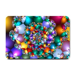 Rainbow Spiral Beads Small Doormat  by WolfepawFractals