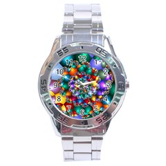 Rainbow Spiral Beads Stainless Steel Analogue Watch by WolfepawFractals