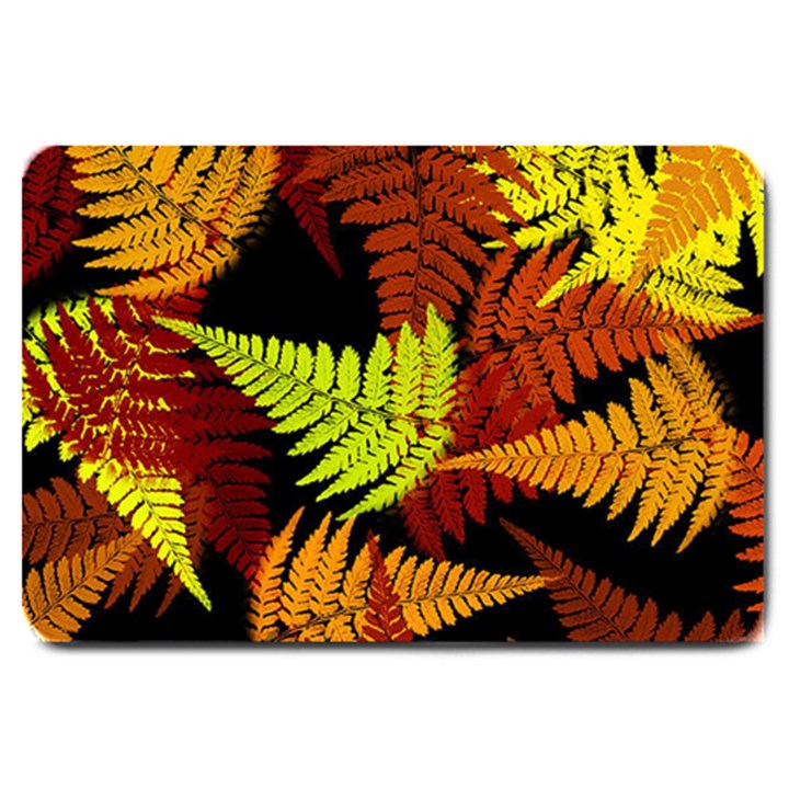 3d Red Abstract Fern Leaf Pattern Large Doormat 