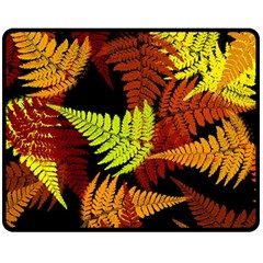 3d Red Abstract Fern Leaf Pattern Fleece Blanket (medium)  by Amaryn4rt