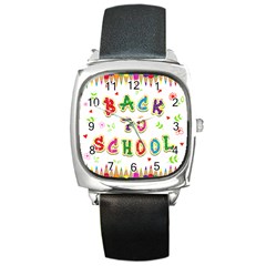 Back To School Square Metal Watch by Amaryn4rt