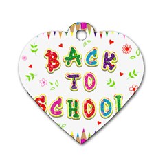 Back To School Dog Tag Heart (two Sides) by Amaryn4rt