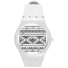 Aztec Pattern Round Plastic Sport Watch (m) by Amaryn4rt