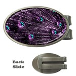 Bird Color Purple Passion Peacock Beautiful Money Clips (Oval)  Front