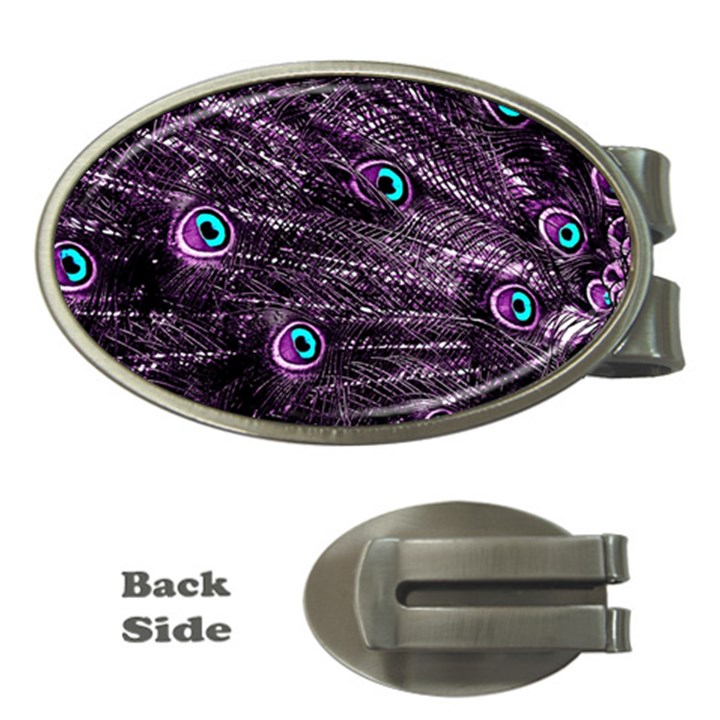 Bird Color Purple Passion Peacock Beautiful Money Clips (Oval) 