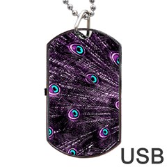 Bird Color Purple Passion Peacock Beautiful Dog Tag Usb Flash (one Side)