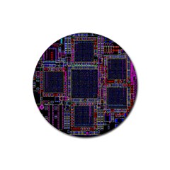 Technology Circuit Board Layout Pattern Rubber Coaster (round)  by Amaryn4rt