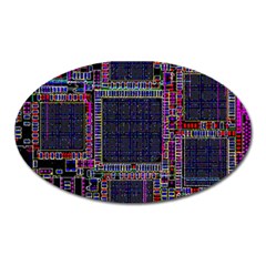 Technology Circuit Board Layout Pattern Oval Magnet by Amaryn4rt