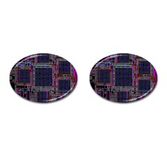 Technology Circuit Board Layout Pattern Cufflinks (oval) by Amaryn4rt