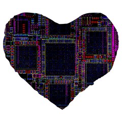 Technology Circuit Board Layout Pattern Large 19  Premium Heart Shape Cushions by Amaryn4rt