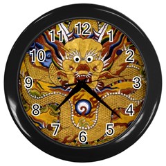 Chinese Dragon Pattern Wall Clocks (Black)