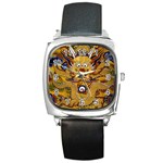 Chinese Dragon Pattern Square Metal Watch Front