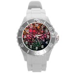 Circle Abstract Round Plastic Sport Watch (L) Front