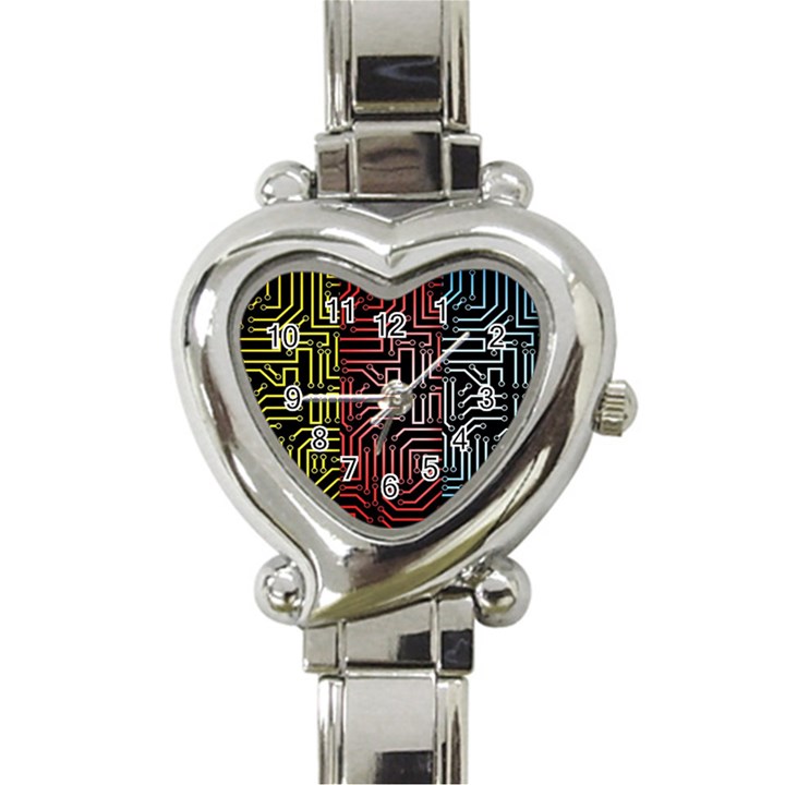 Circuit Board Seamless Patterns Set Heart Italian Charm Watch