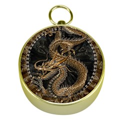 Dragon Pentagram Gold Compasses by Amaryn4rt