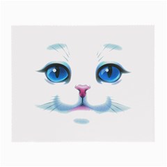 Cute White Cat Blue Eyes Face Small Glasses Cloth (2-side) by Amaryn4rt