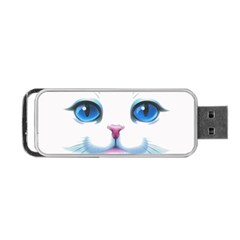 Cute White Cat Blue Eyes Face Portable Usb Flash (one Side) by Amaryn4rt