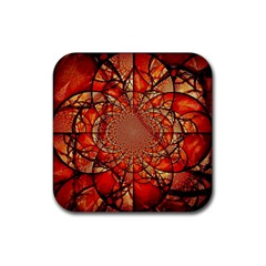 Dreamcatcher Stained Glass Rubber Coaster (square)  by Amaryn4rt