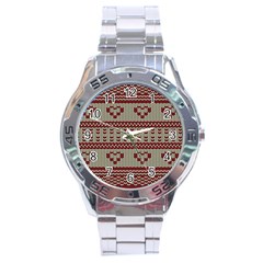 Stitched Seamless Pattern With Silhouette Of Heart Stainless Steel Analogue Watch by Amaryn4rt