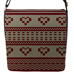 Stitched Seamless Pattern With Silhouette Of Heart Flap Messenger Bag (s) by Amaryn4rt