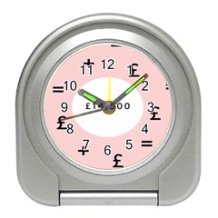 Added Less Equal With Pink White Travel Alarm Clocks by Alisyart