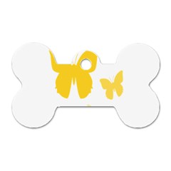 Yellow Butterfly Animals Fly Dog Tag Bone (one Side)