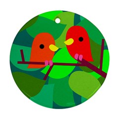 Animals Birds Red Orange Green Leaf Tree Ornament (round) by Alisyart