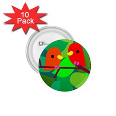 Animals Birds Red Orange Green Leaf Tree 1 75  Buttons (10 Pack)