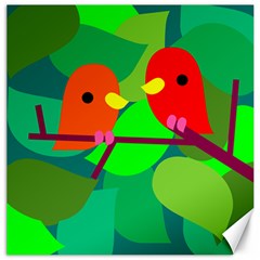 Animals Birds Red Orange Green Leaf Tree Canvas 20  X 20  