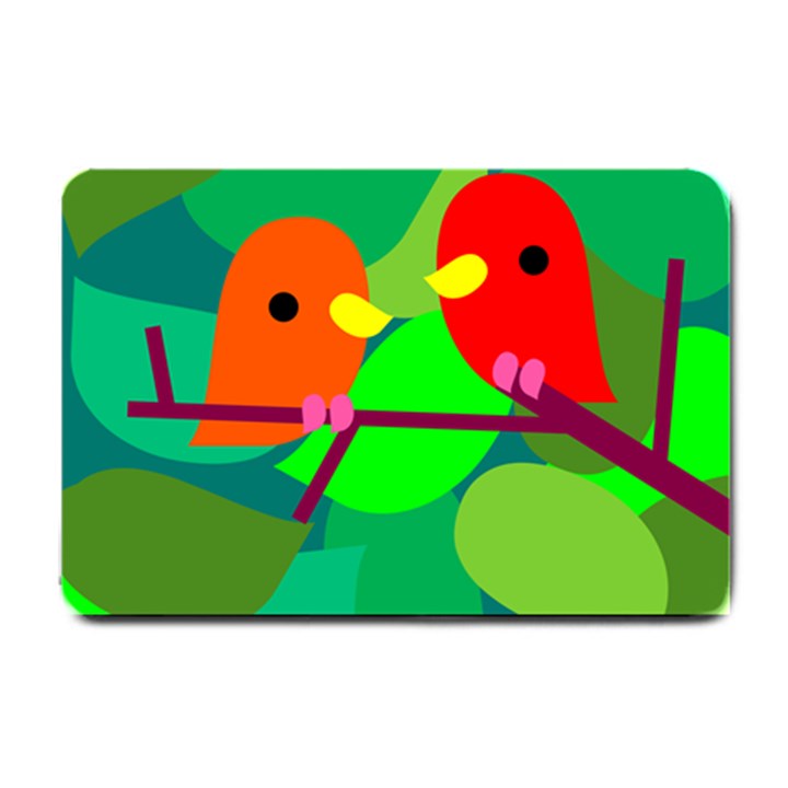 Animals Birds Red Orange Green Leaf Tree Small Doormat 