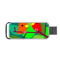 Animals Birds Red Orange Green Leaf Tree Portable Usb Flash (two Sides)