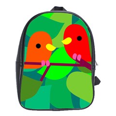 Animals Birds Red Orange Green Leaf Tree School Bags (xl) 