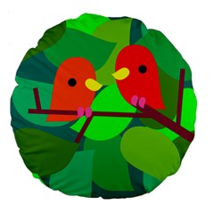 Animals Birds Red Orange Green Leaf Tree Large 18  Premium Flano Round Cushions by Alisyart