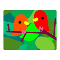 Animals Birds Red Orange Green Leaf Tree Double Sided Flano Blanket (mini) 