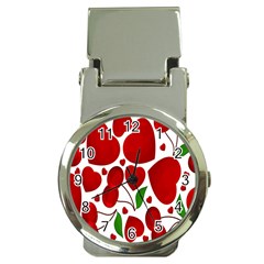 Cherry Fruit Red Love Heart Valentine Green Money Clip Watches