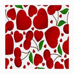 Cherry Fruit Red Love Heart Valentine Green Medium Glasses Cloth by Alisyart