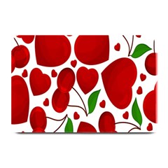 Cherry Fruit Red Love Heart Valentine Green Plate Mats by Alisyart