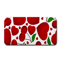 Cherry Fruit Red Love Heart Valentine Green Medium Bar Mats by Alisyart