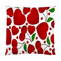 Cherry Fruit Red Love Heart Valentine Green Standard Cushion Case (two Sides)